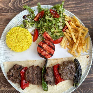 GRILLED MEATBALLS WITH AUBERGINE PUREE